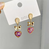 French Retro Baroque Palace Purple Heart Clip Earrings