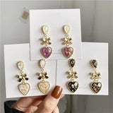 French Retro Baroque Palace Purple Heart Clip Earrings
