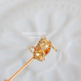 French Vintage Girl Yellow Diamond Earrings S925 Silver Plated