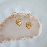 French Vintage Girl Yellow Diamond Earrings S925 Silver Plated