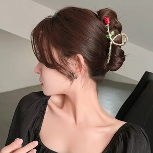 Rose Metal Wind Ponytail Grab Clip
