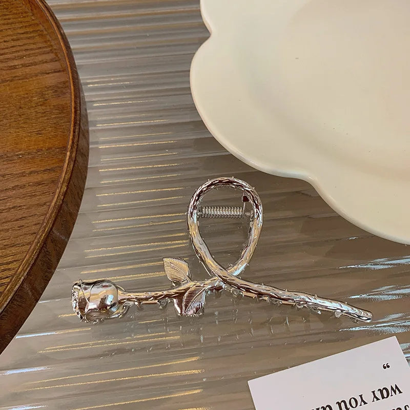 Rose Metal Wind Ponytail Grab Clip