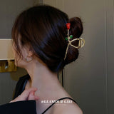 Rose Metal Wind Ponytail Grab Clip
