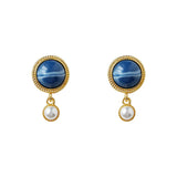 Vintage Silver Stud Earrings French Style Pearl Women's Jewelry