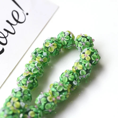 Retro 3D Flower Leaf Glass Beads DIY Jewelry Earrings