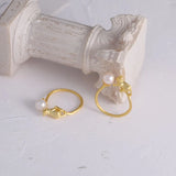 Gentle Cat Pearl Rings for Women Matte Light Party Jewelry