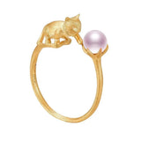 Gentle Cat Pearl Rings for Women Matte Light Party Jewelry