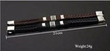 Gentleman Leather Titanium Steel Braided Clasp Bangle Bracelet Men Women
