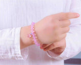 Rose Quartz Bracelet 8mm Round Beads Cat Pendant