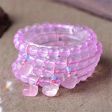 Rose Quartz Bracelet 8mm Round Beads Cat Pendant