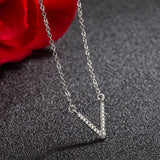 Sterling Silver Letter V Pendant Necklace Women Chokers Hot Sales Jewelry