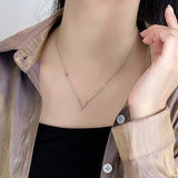 Sterling Silver Letter V Pendant Necklace Women Chokers Hot Sales Jewelry