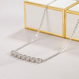 925 Silver Geometric Pendant Chain Necklace Zirconia Choker