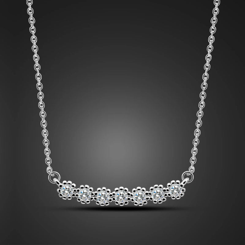 925 Silver Geometric Pendant Chain Necklace Zirconia Choker