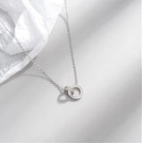 925 Silver Crystal Double Circle Pendant Necklace
