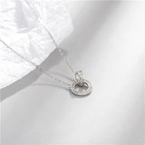 925 Silver Crystal Double Circle Pendant Necklace