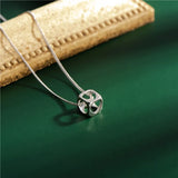 925 Silver Cube Cutout Heart Pendant Necklace with Chain