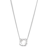 925 Silver Cube Cutout Heart Pendant Necklace with Chain