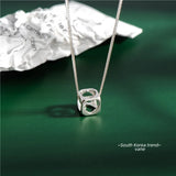 925 Silver Cube Cutout Heart Pendant Necklace with Chain