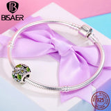 925 Silver Green Daisy Flower Leaves Charms Bead for Bracelet Making