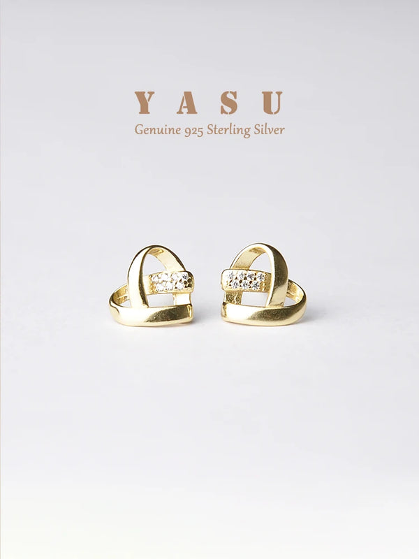 925 Silver Hollow Heart Stud Earrings Women's Jewelry