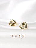 925 Silver Hollow Heart Stud Earrings Women's Jewelry