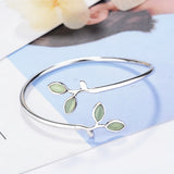 925 Silver Opal Leaves Buds Bracelet for Women