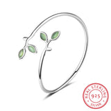 925 Silver Opal Leaves Buds Bracelet for Women