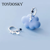 925 Silver Star Moon Cross Hoop Earrings Lady Party Ear Buckle Fine Jewelry