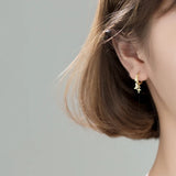 925 Silver Star Moon Cross Hoop Earrings Lady Party Ear Buckle Fine Jewelry