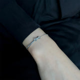 925 Silver Bow Zircon Chain Bracelet Women Gift