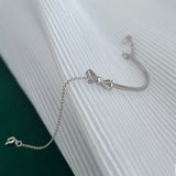 925 Silver Bow Zircon Chain Bracelet Women Gift