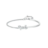 925 Silver Bow Zircon Chain Bracelet Women Gift