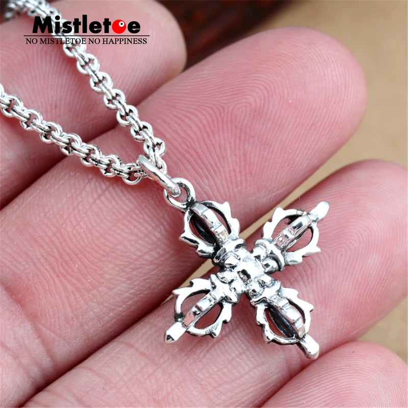 925 Sterling Silver Vintage King Kong Cross Pendant Necklace
