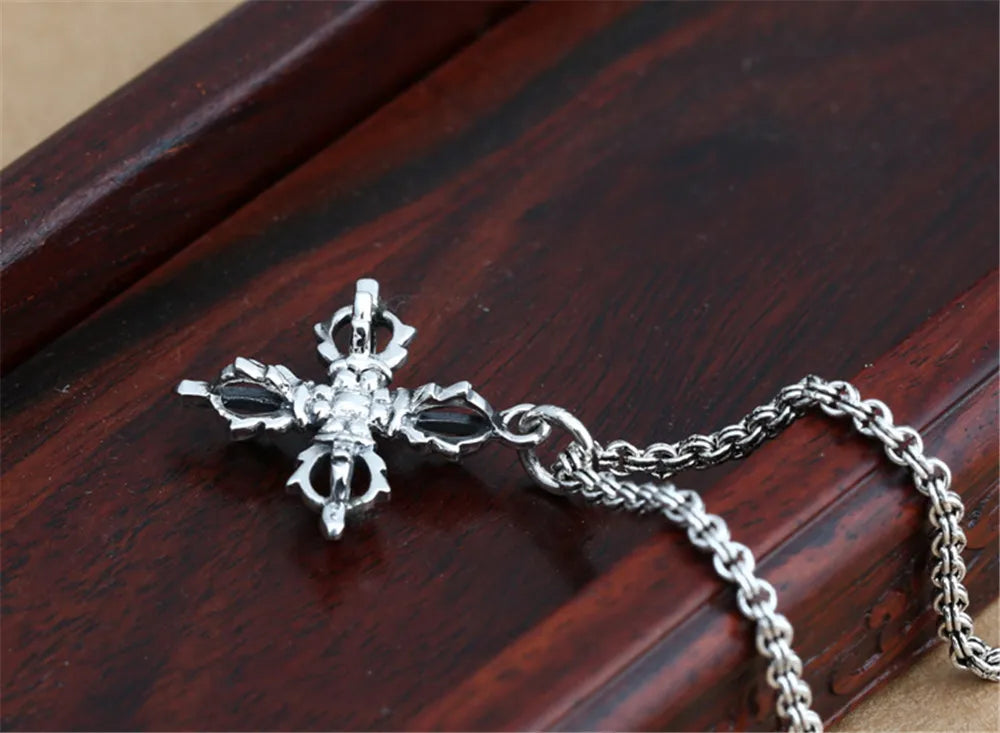 925 Sterling Silver Vintage King Kong Cross Pendant Necklace