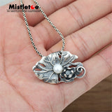 925 Silver Vintage Punk Locomotive Necklace with Pearl Pendant