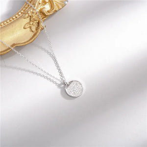925 Silver Zirconia Circle Pendant Necklace Sterling Silver Chain Fine Jewelry