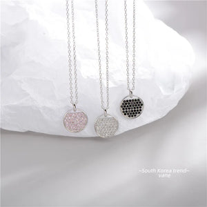 925 Silver Zirconia Circle Pendant Necklace Sterling Silver Chain Fine Jewelry