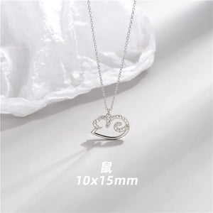 925 Silver Zodiac Signs Pendant Necklace with Zirconia Crystal