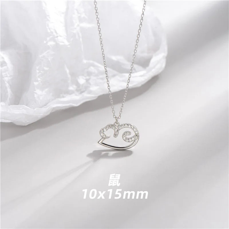 925 Silver Zodiac Signs Pendant Necklace with Zirconia Crystal