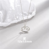 925 Silver Zodiac Signs Pendant Necklace with Zirconia Crystal