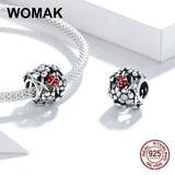 925 Sterling Silver Flower Round Beads Ladybug Charm Bracelet DIY Jewelry