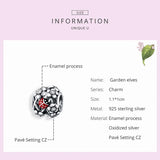 925 Sterling Silver Flower Round Beads Ladybug Charm Bracelet DIY Jewelry