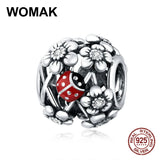 925 Sterling Silver Flower Round Beads Ladybug Charm Bracelet DIY Jewelry