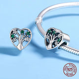 925 Sterling Silver Heart Tree Bead for Bangle Bracelet Charm