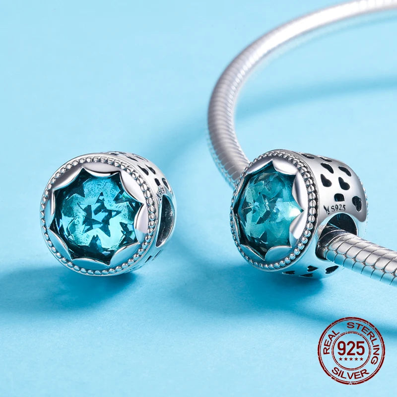 925 Silver Starry Sky Crystal Glass Beads for Bracelet Pendant Jewelry Making