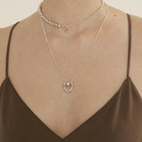 925 Sterling Silver Geometric Bead Necklace in Red Box