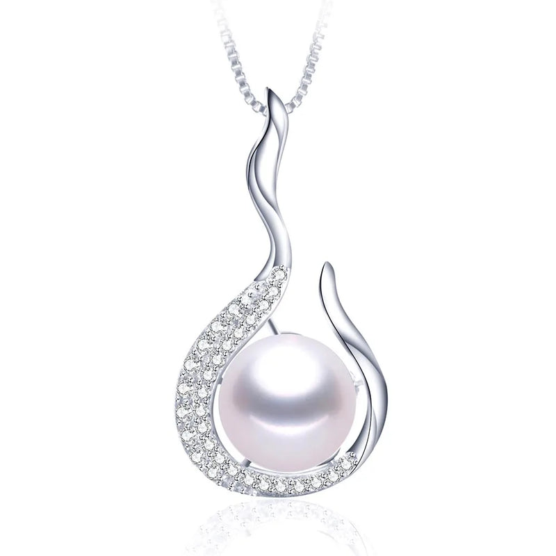 Natural Freshwater Pearl Pendant Necklace 925 Sterling Silver