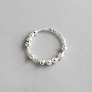 925 Sterling Silver Geometric Beads Ring Fine Jewelry