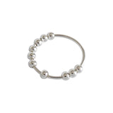 925 Sterling Silver Geometric Beads Ring Fine Jewelry